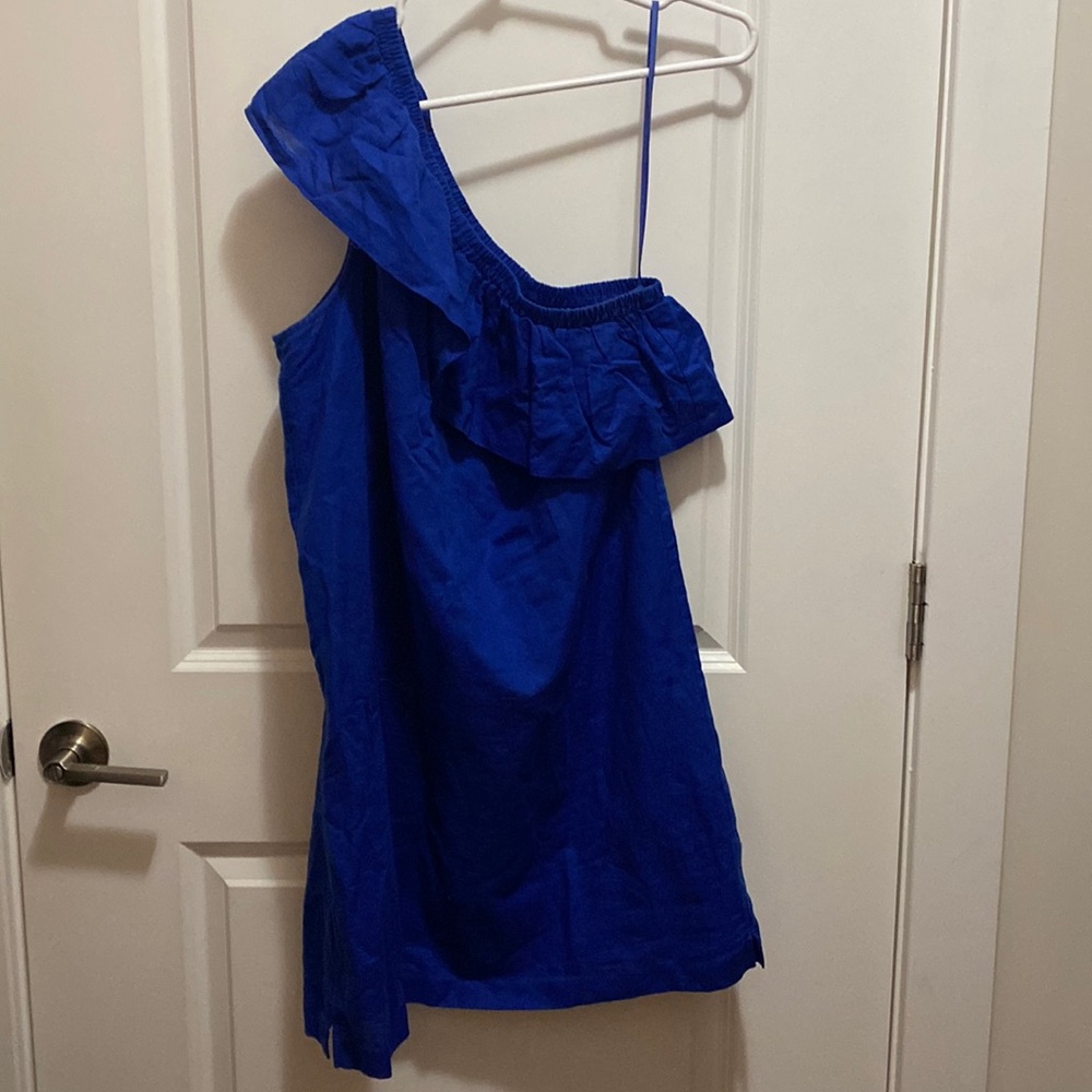 J. Crew Ruffle One-Shoulder Linen Dress - Picture 3 of 5